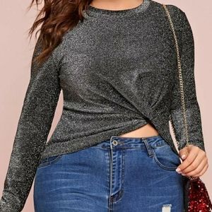 Twist Front Glitter Tee